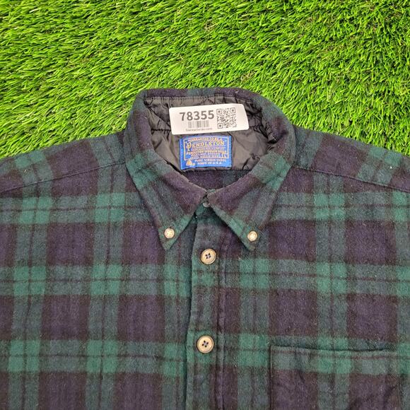Vintage Pendleton Flannel Button Shirt Large 21x27 Shadow Plaid - Picture 3 of 9